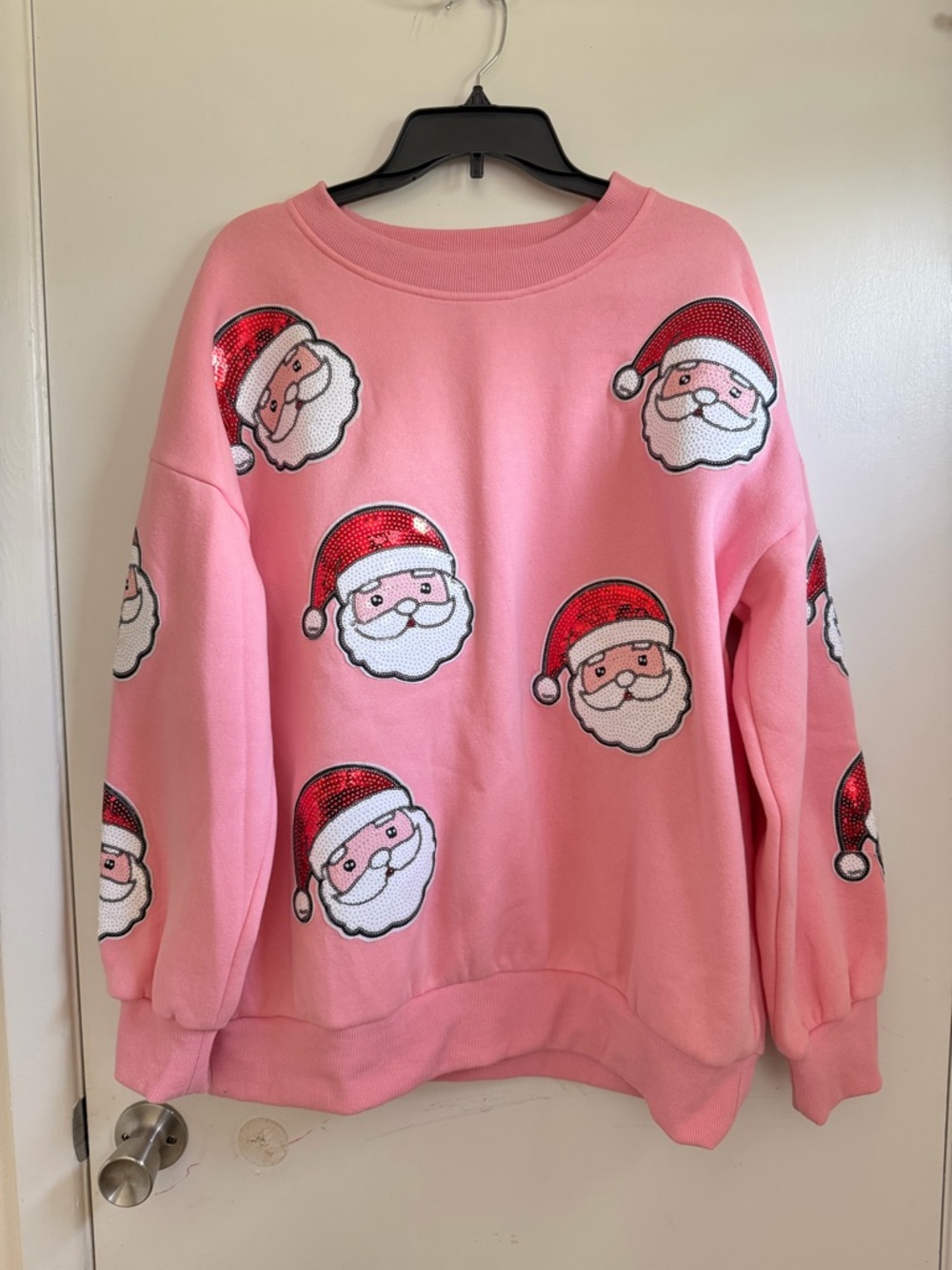 KatyDid Santa Claus Sequins Pink Sweater Size L